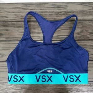 Victoria’s Secret The Player Racerback Sports Bra Blue VSX Sport Large Wireless